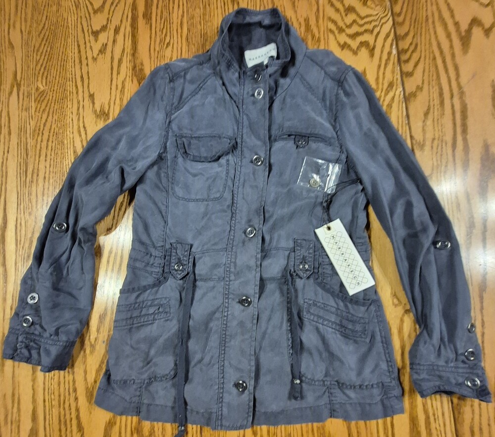 Marrakech Jacket Womens Medium Utility Military Button Front Pockets New